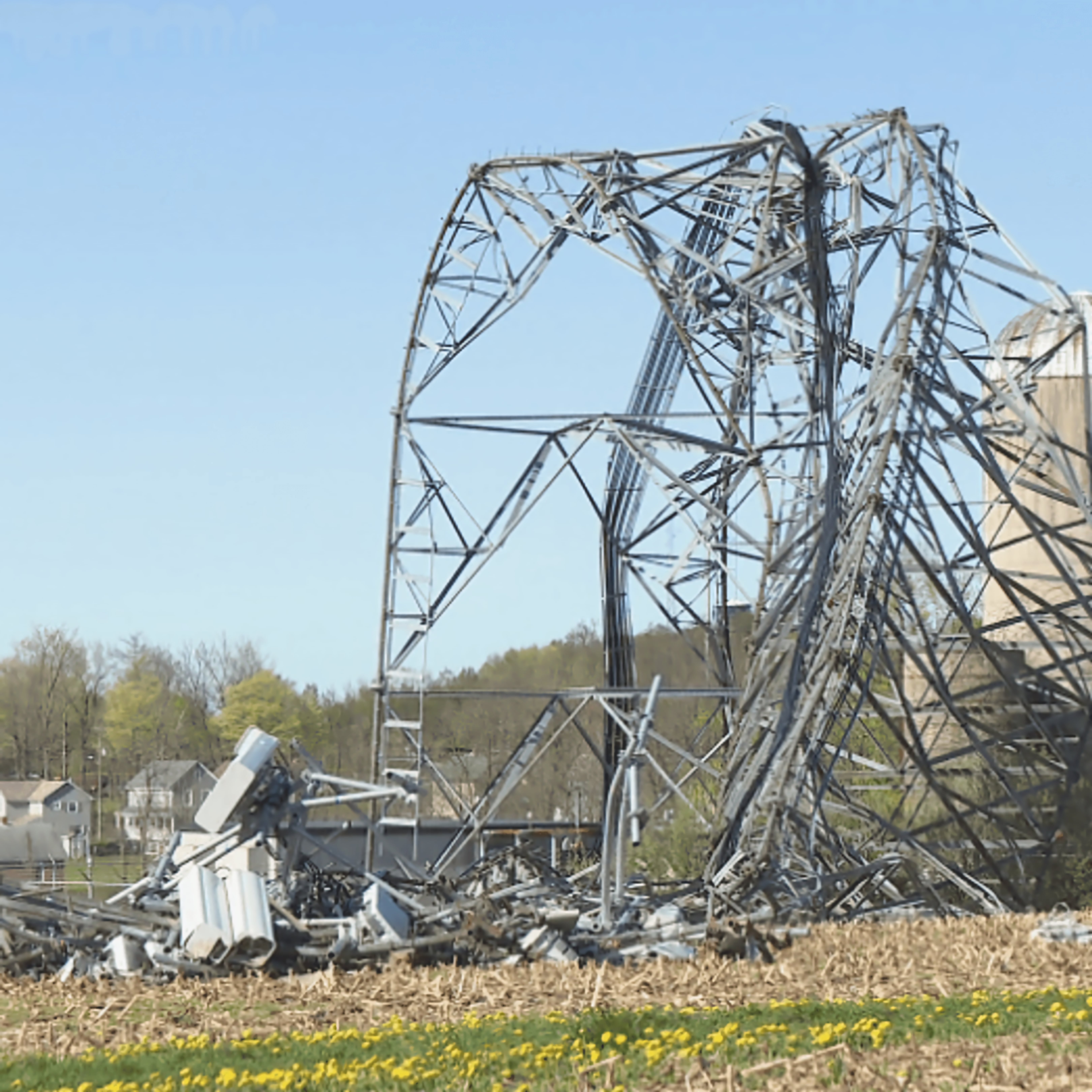 Cell tower infrastructure destroyed by EF-2 tornado in Rome NY